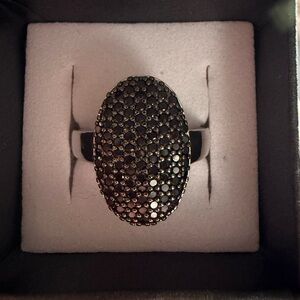 Silver and Black Marcasite Stone Ring